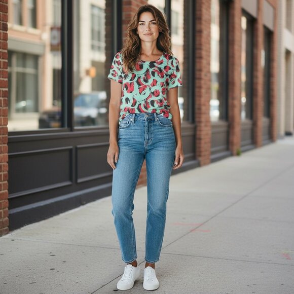 LulaRoe M Tunic Tee Shirt Colorful Geometric Circle Design Athleisure 197K - Picture 3 of 10